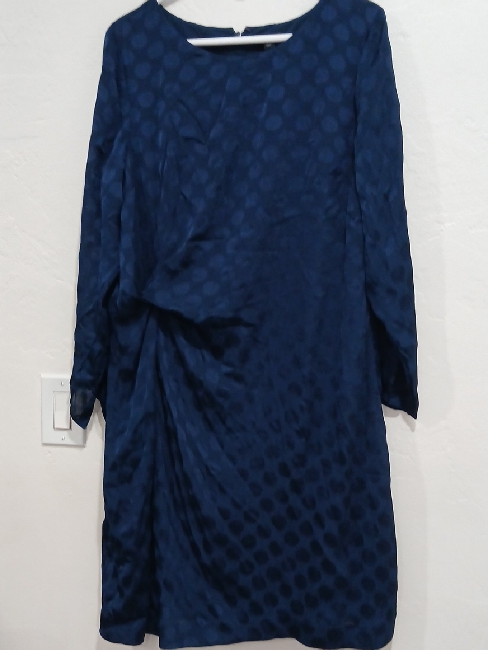 Ann Taylor Navy Polka Dot Long Sleeve Shift Dress